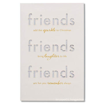 Greetings Friends Christmas Card with Glitter Greeting Card